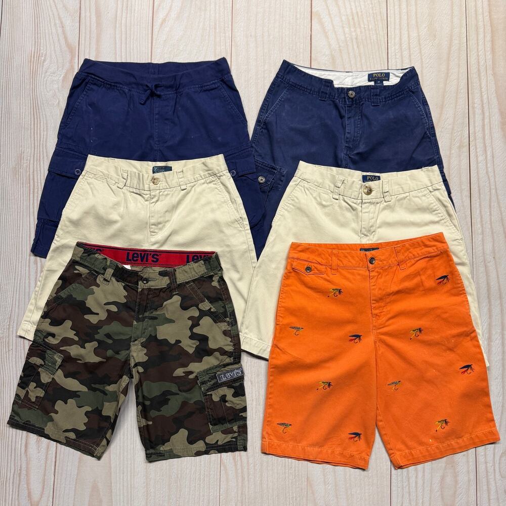 Lot of 6 Polo Ralph Lauren Levi's Boys Size 14 Chino Cargo Shorts Pants
